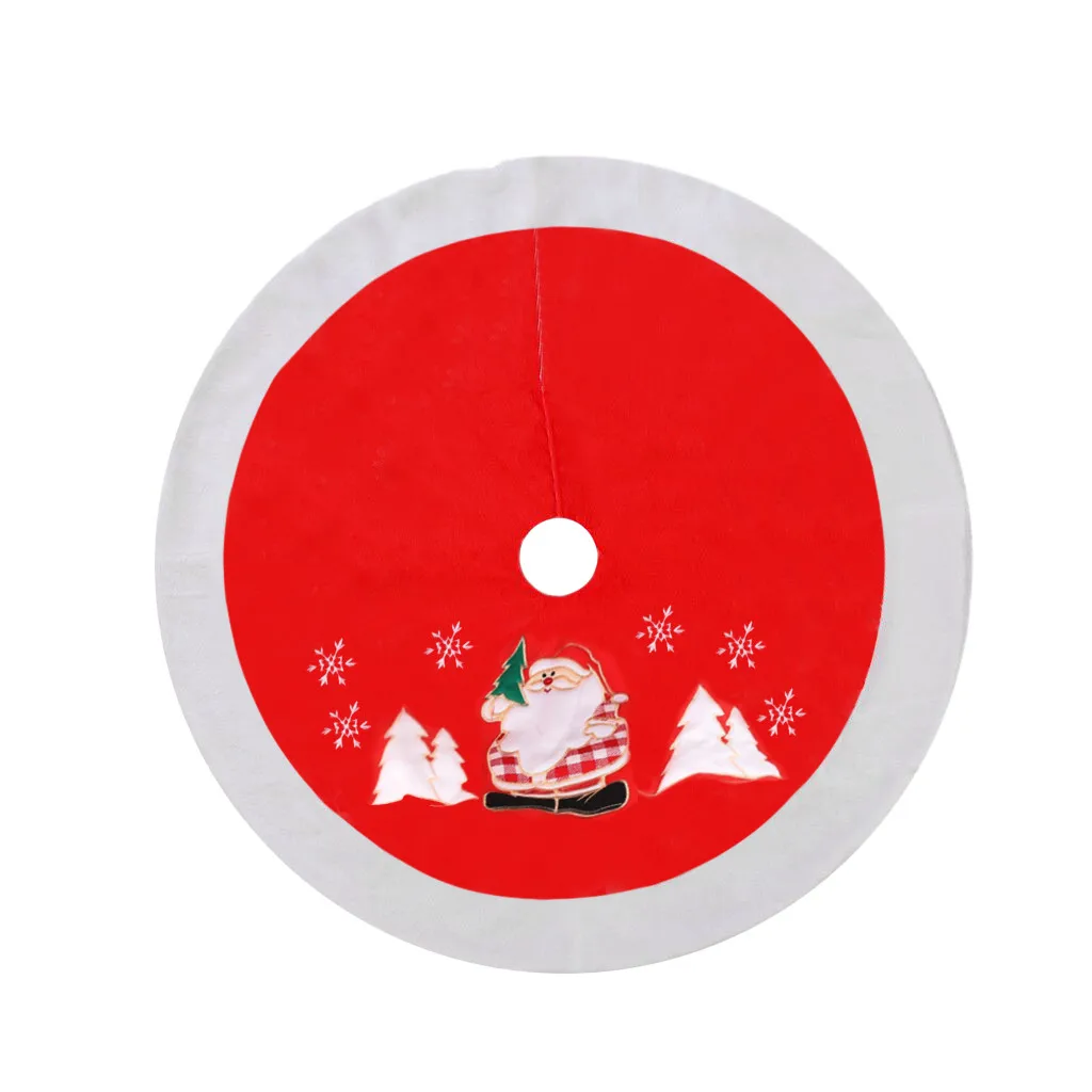 Вышивка Диаметр Красный 90 см юбка для рождественской елки украшения Санта-Клаус