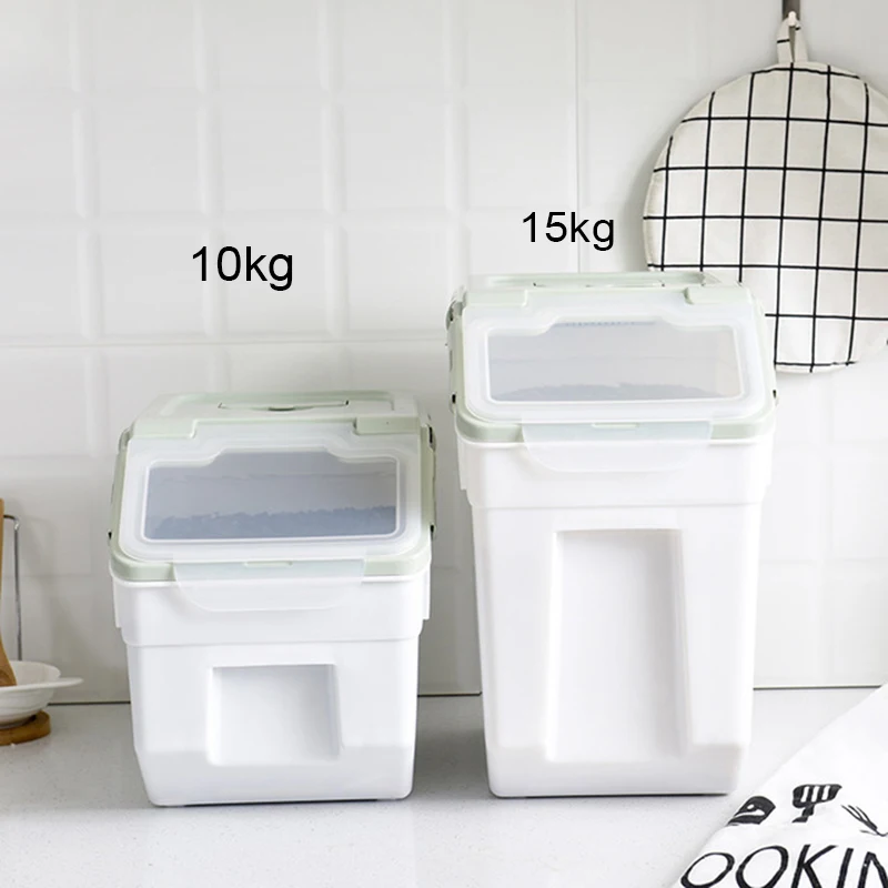 

Sealed 15 / 10kg rice storage container moisture proof grain pet food storage box insect proof mould proof pulley container