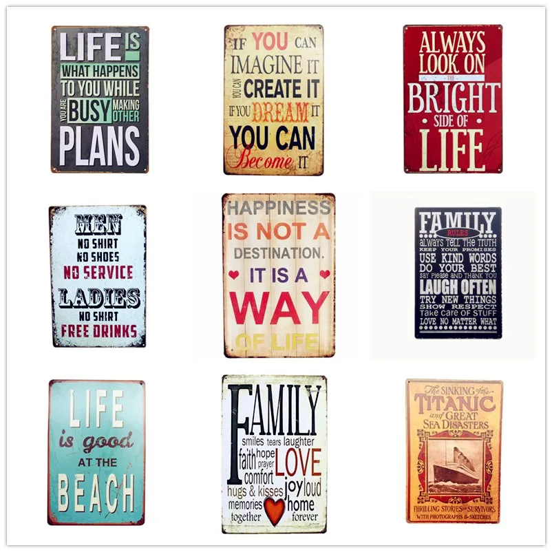 Новое поступление Семейные правила жестяная вывеска винтажное искусство