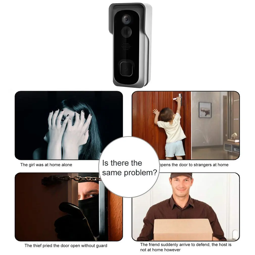 

1080P Wireless WiFi Doorbell Freely Paste Smart HD Video Doorbell Video Call Infrared 140 Low-power Doorbell With Camera Vision