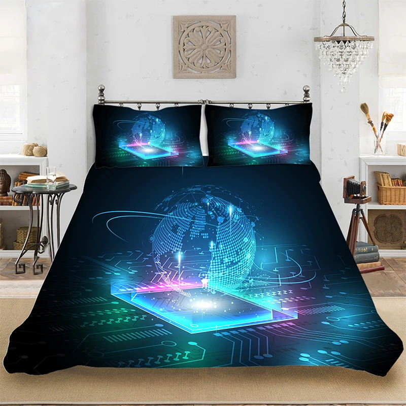 Bedding set Bedclothes Include Duvet Cover Pillowcase Print Home Textile Bed Linens Laser Earth Comfoter Soft King-Full Size | Дом и сад