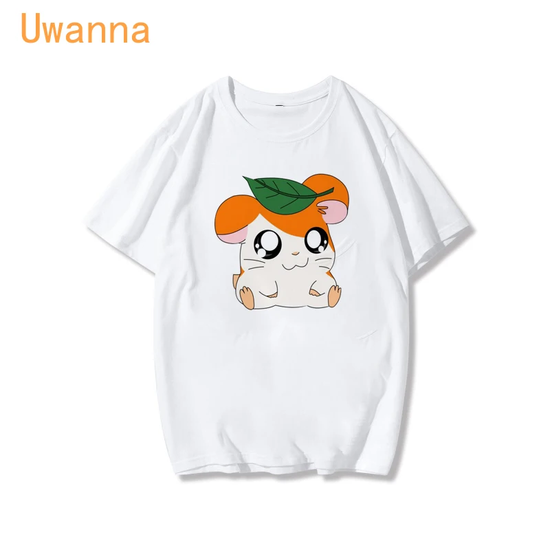 

Kawaii Hamtaro Women T Shirt Print Cute Cartoon Tshirts Short Sleeve Casual White Top Tee Female Harajuku T-Shirts Woman Clothes