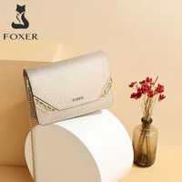 foxer brand women cowhide leather shoulder bag womens chain strap crossbody bag fashion ladies mini bag female messenger bag