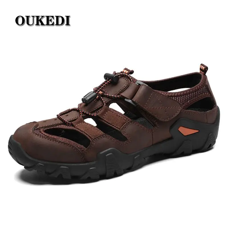 Повседневные мягкие сандалии Мужская обувь из натуральной кожи сезон лето