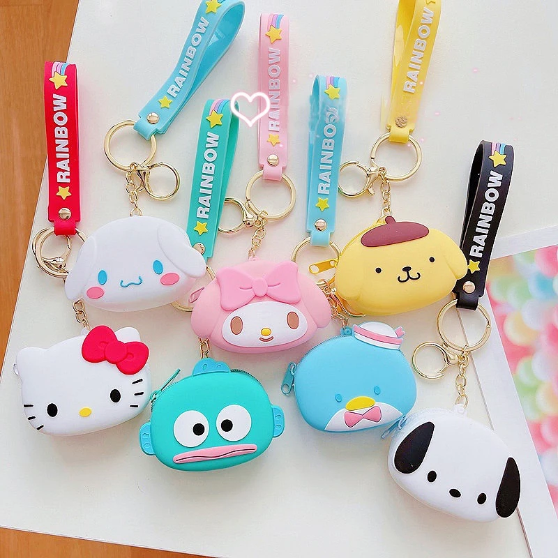 

Kawaii портативный маленький кошелек для наушников сумка для хранения Брелок с подвеской Kuromi Mymelody Cinnamorol Kitty Почтовый кошелек
