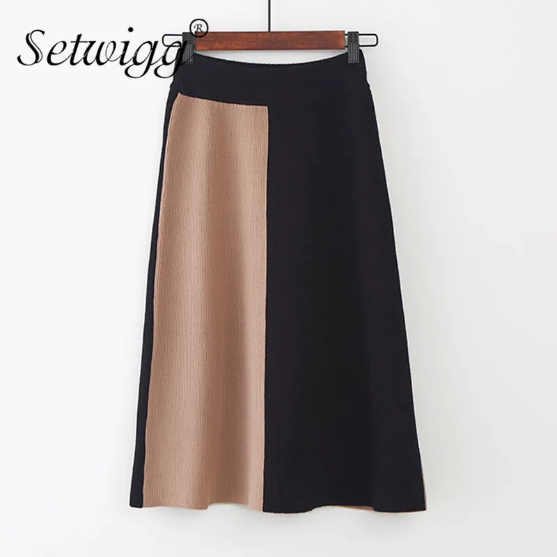 Женская трикотажная Юбка миди в полоску с поясом на резинке|spring skirt|knit skirtskirt elastic