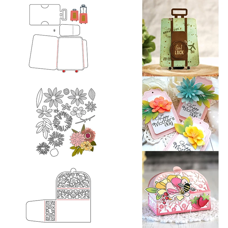 Suitcase Combination Metal Cutting Dies Diy Scrapbooking Craft Paper Cards Embossing Dies 2021