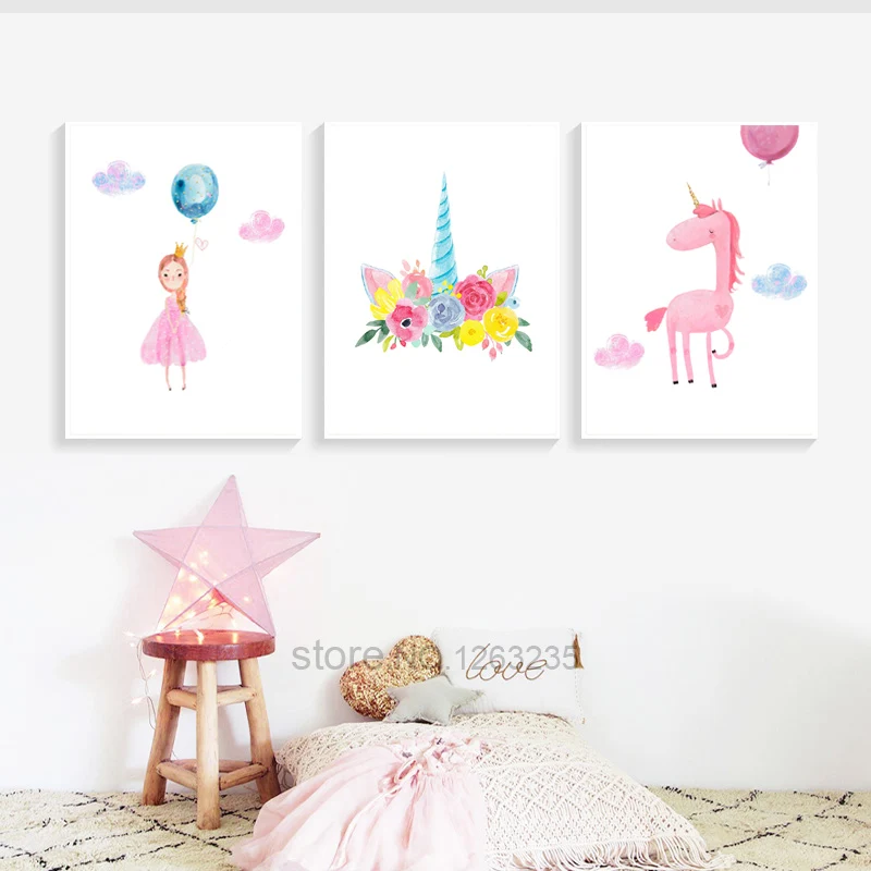 Настенный постер в скандинавском стиле картина без рамки акварель принцесса