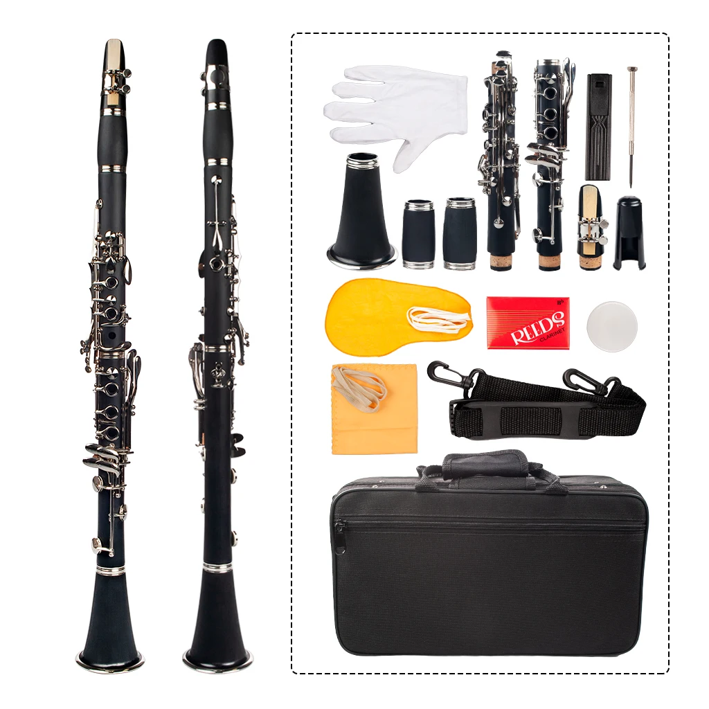Naomi Professional Falling Tune B 17 ключ кларнет ABS Комплект для кларнета W/кларнет+ тростники+ ремень+ чехол+ компоненты для студента черный