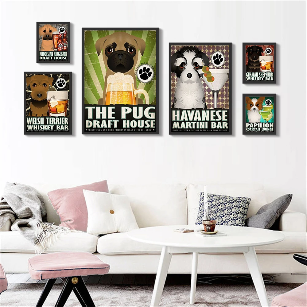 Милый Постер настенное искусство картина напитки животные декор для гостиной