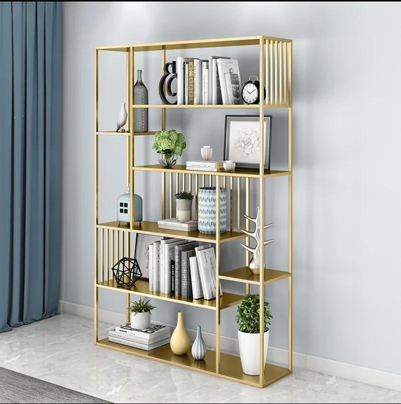 

Iron bookshelf shelf shelf landing living room partition against the wall anti falling simple modern office storage bookcase