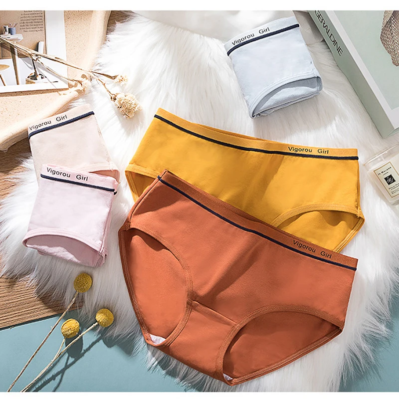 

Mid-Waist Cotton Women's Panties Underwear Pure Color Briefs Underpants Female Comfortable Breathable Pantis Undies