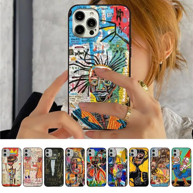 

Jean Michel Basquiat Art Graffiti Phone Case For iPhone 13 11 8 7 6 6S Plus X XS MAX 5 5S SE 2020 XR 11 pro DIY Funda