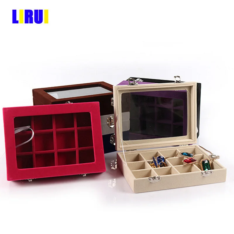 Jewellery Organizer With Glass Lid Wrapped High Level Velvet