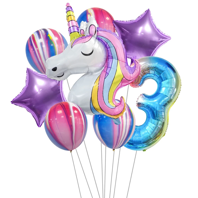 

Радужный Единорог воздушный шар градиентный цвет латексный шар номер День рождения украшение для детвечерние единорога Вечеринка Baby Shower
