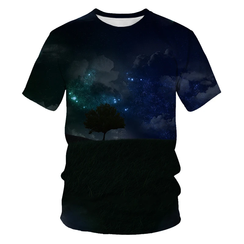 

2021 summer men's short-sleeved T-shirt 3D printing starry sky universe fashion loose men's T-shirt manufacturer for sale