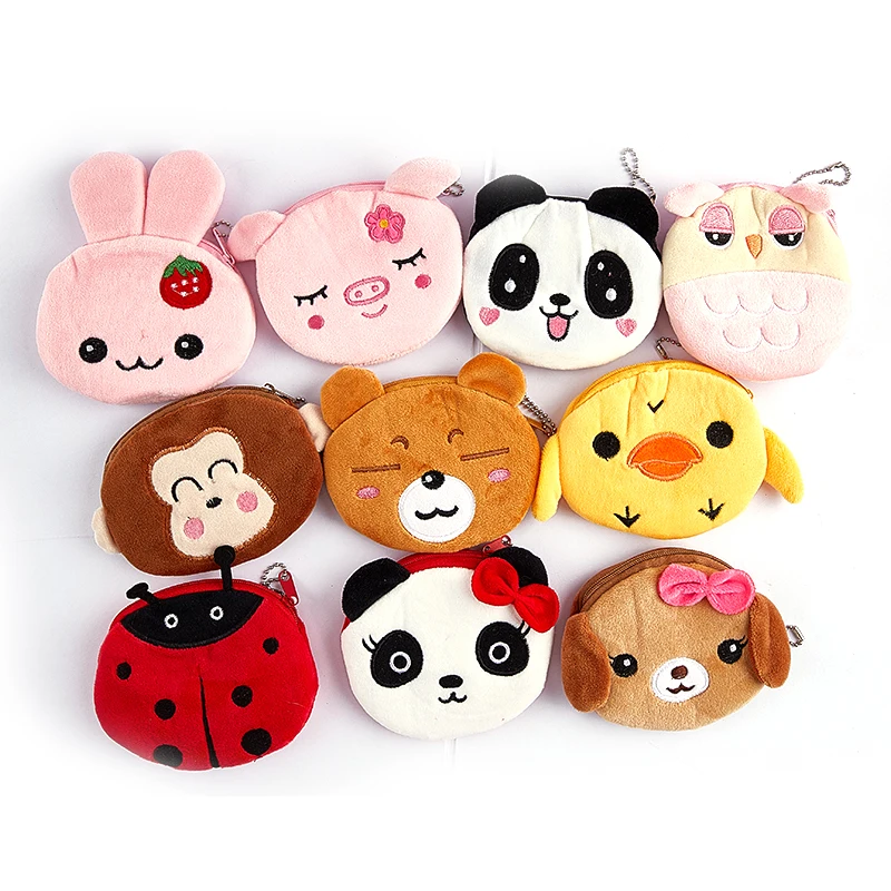 Мягкий плюшевый кошелек для мелочи женщин милая детская монетница на молнии с