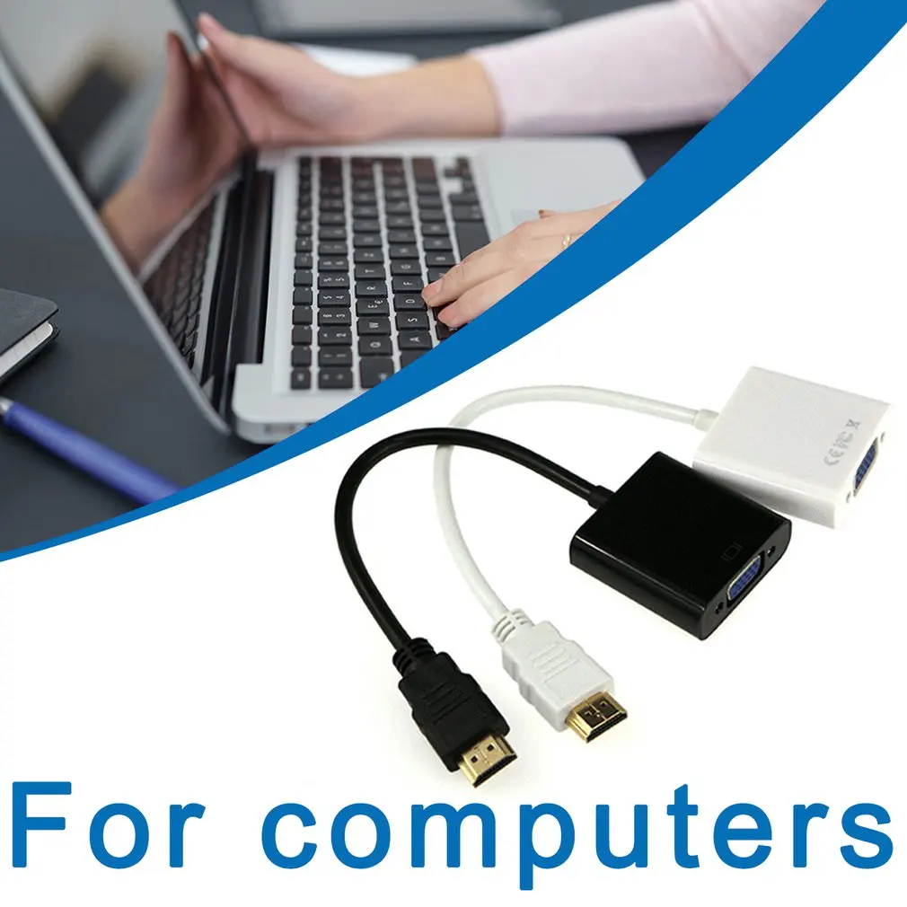 

HDMI to VGA without audio Patch cord with chip HD conversion cable Copper Plug and play Full compatibility Support 1080P