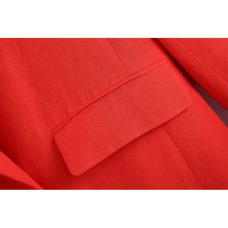 

WXWT Za Women 2021 Fashion Red Blazer Coat Vintage Long Sleeve Female Outerwear Chic Tops BB1543