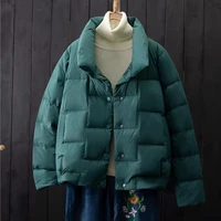 2022 women solid thick parkas female winter zipper pockets ladies warm elegant coat jackets standard collar overcoat parka h875