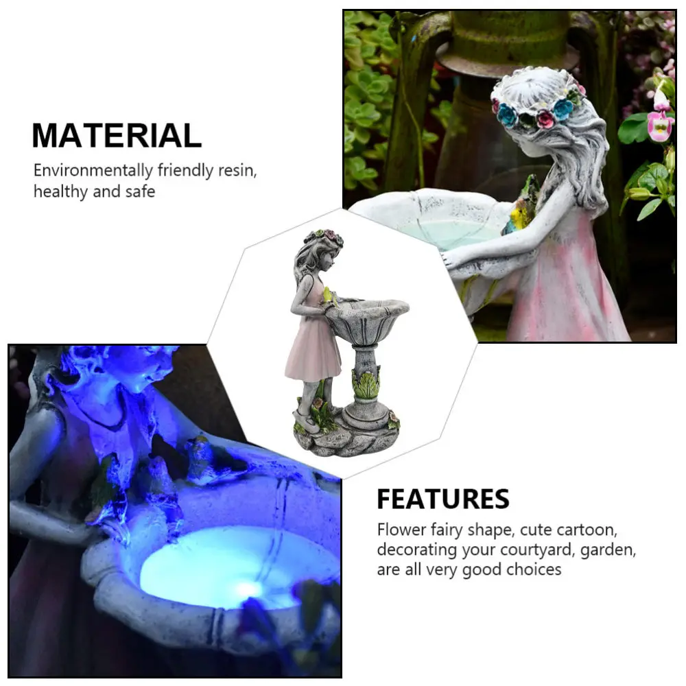 

1pc Girls Statue Garden Lamp Solar Powered LED Resin Figurine Lamp for Patio