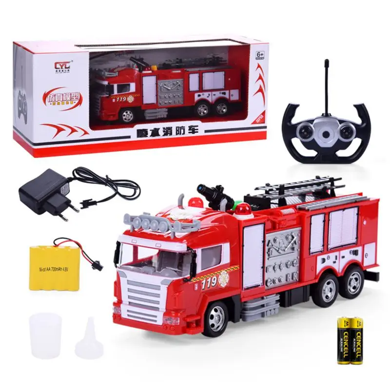 

RC Water Spray Fire Truck Music Light Remote Control Car Kids Toy Boy Gift