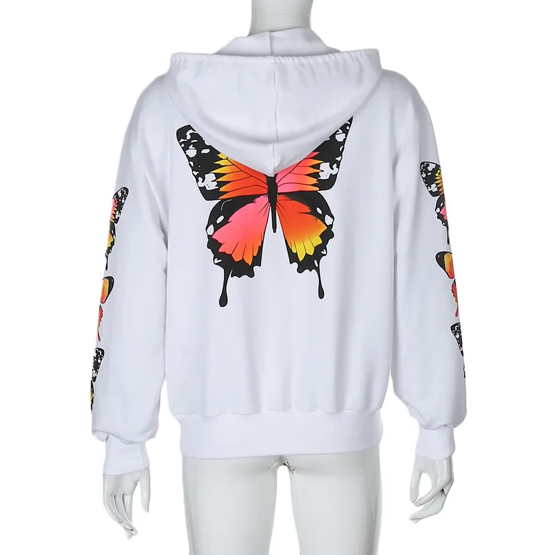 

Lugentolo Sweatsuits for Women 2020 Summer New Elasticated High Waist Color Butterfly Printed Slim Beam Feet Sweater Trousers