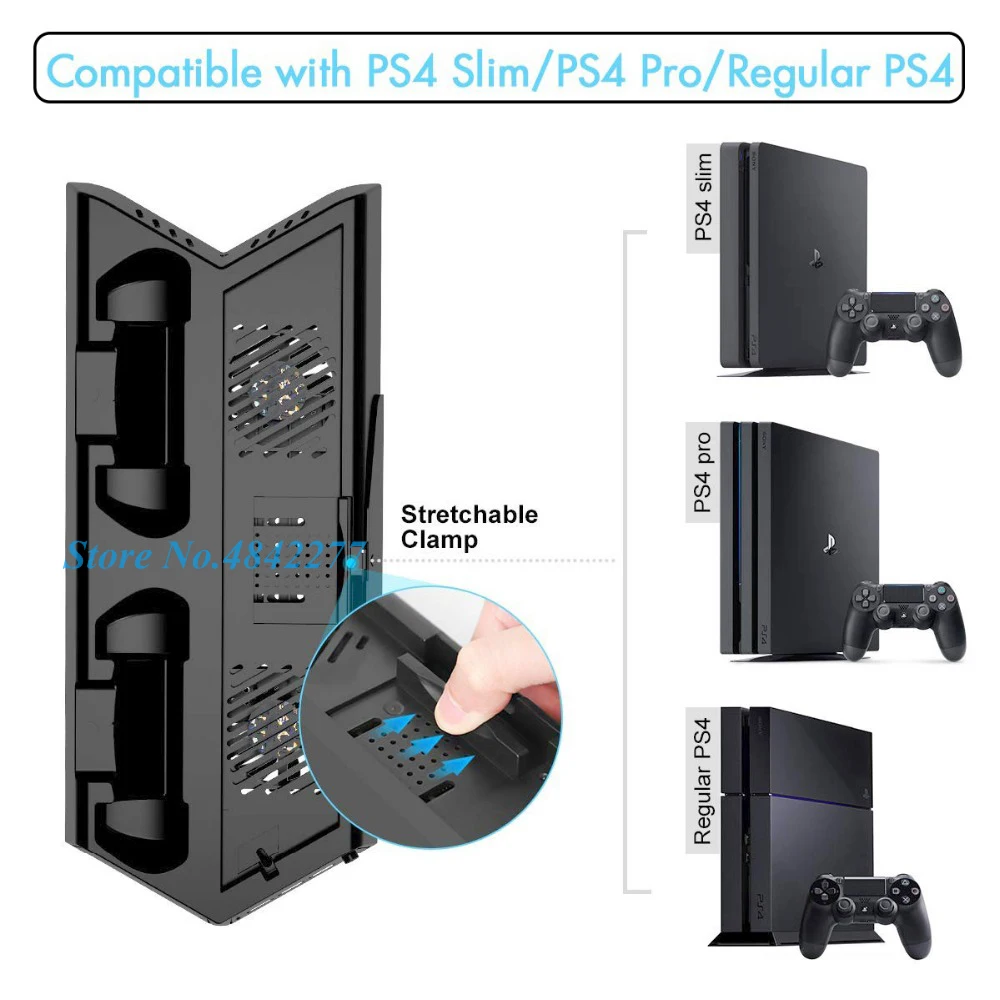 PS4/Slim/Pro вертикальная подставка охлаждающий вентилятор двойной контроллер