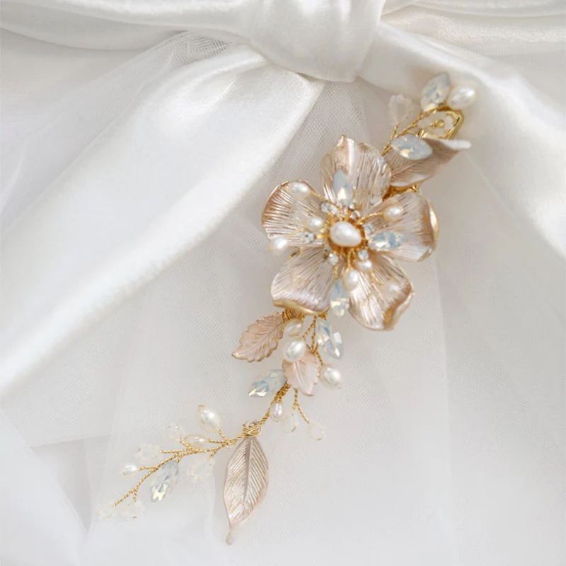 Свадебный аксессуар для волос заколка невесты с пресноводным жемчугом