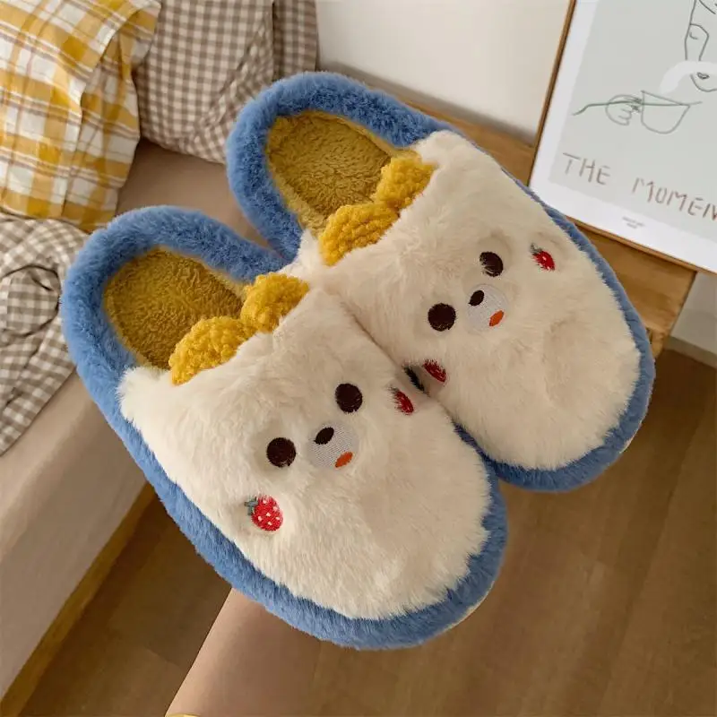 

New Women Winter Comfortable Slippers Female Warm Plush House Shoes Indoor Anti-slip Female Warm Bedroom Soft Floor Flats