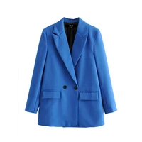 women chic office lady double breasted blazer vintage coat fashion notched collar long sleeve ladies outerwear stylish tops
