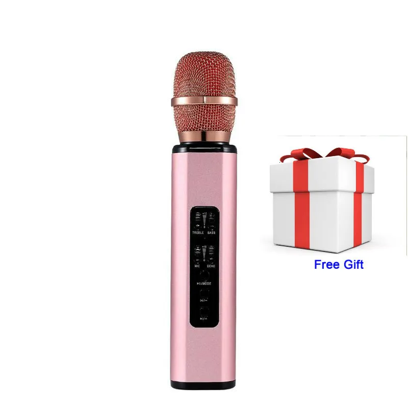 Pink Профессиональный Портативный беспроводной Bluetooth караоке микрофон двойной динамик с динамическим микрофоном для любителей музыки Пение Запись - Цвет: Pink