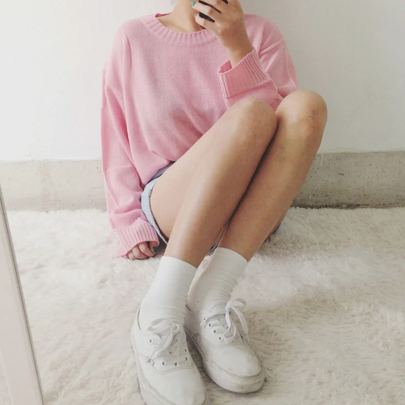 Свитер женский трикотажный осенне-зимний однотонный | Женская одежда