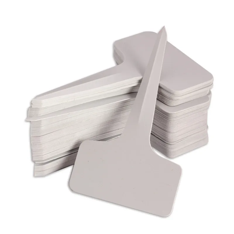 

100Pcs/Set Nursery Garden Gray Plastic Plant T-type Markers Plant Tags Nursery Garden LabelsPots Garden Decoration Seedling Tray