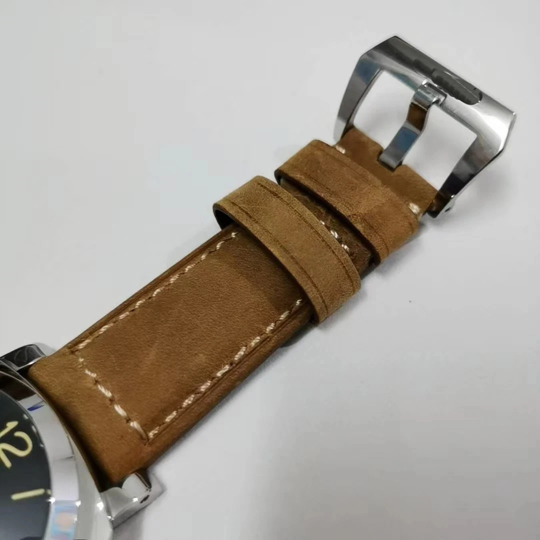 

Luxury Brand New Men Automatic Mechanical Stainless Steel GMT Power Reserve 1950 Brown Leather Luminous Watch 44MM Yellow Number