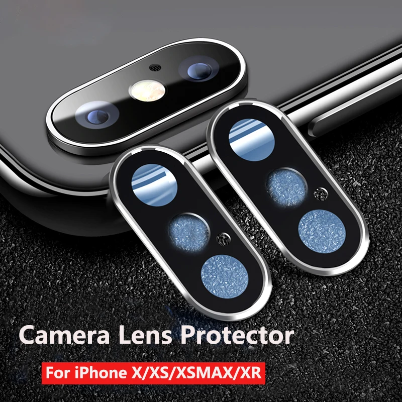 

For iPhone XS X XR 12 Mini 11 Pro Max Camera Lens Protector Case Metal + Tempered Glass Screen Protector Rear Camera Films