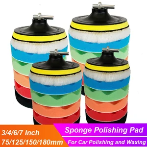 Автомобильный Полировочный коврик, самоклеящиеся подушечки для полировки, 8x3, 5, 6, 7 дюймов, шерстяной Полировочный коврик, пенополировочные прокладки для лодок и авто