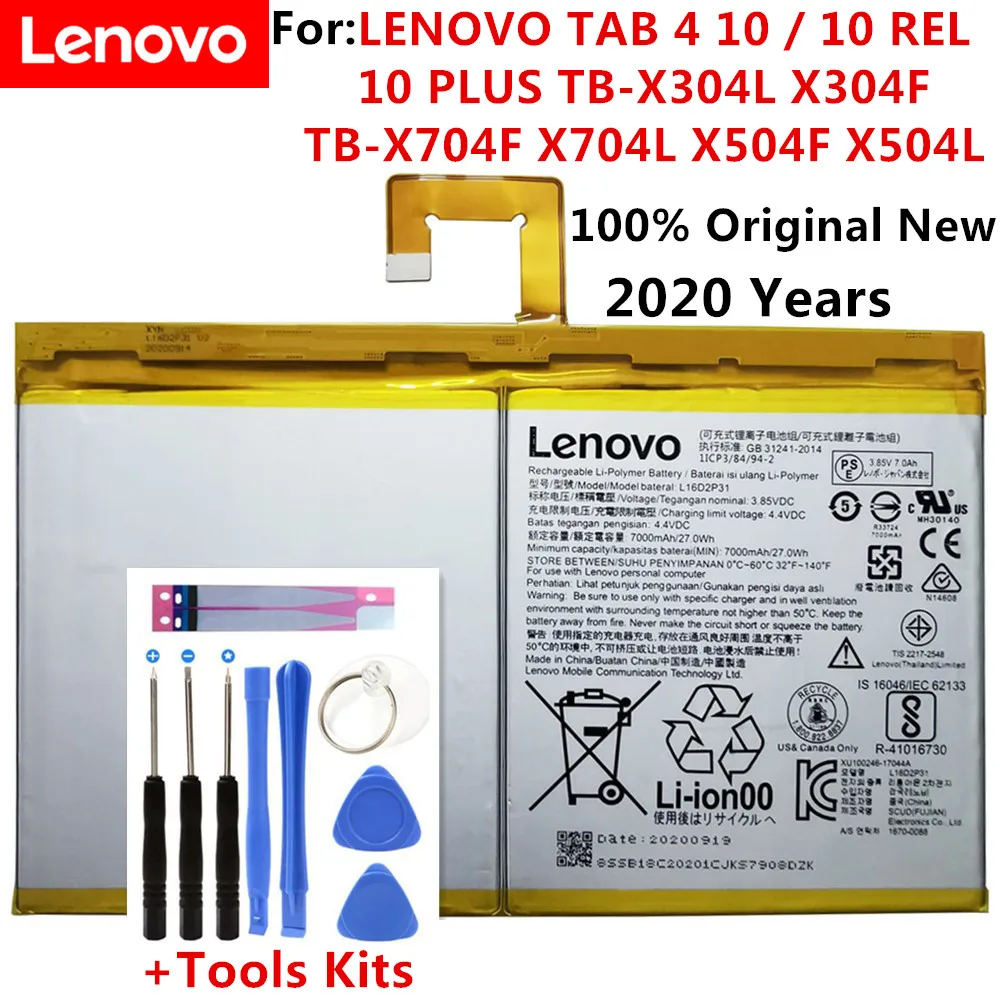 

Original New 7000mAh Battery L16D2P31 For LENOVO TAB 4 10 / 10 REL / 10 PLUS TB-X304L X304F TB-X704F X704L X504F X504L Batteria