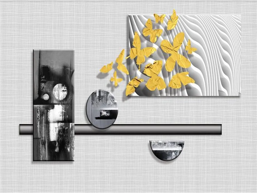 

Milofy manufacturers custom gold butterfly geometric space background wallpaper mural