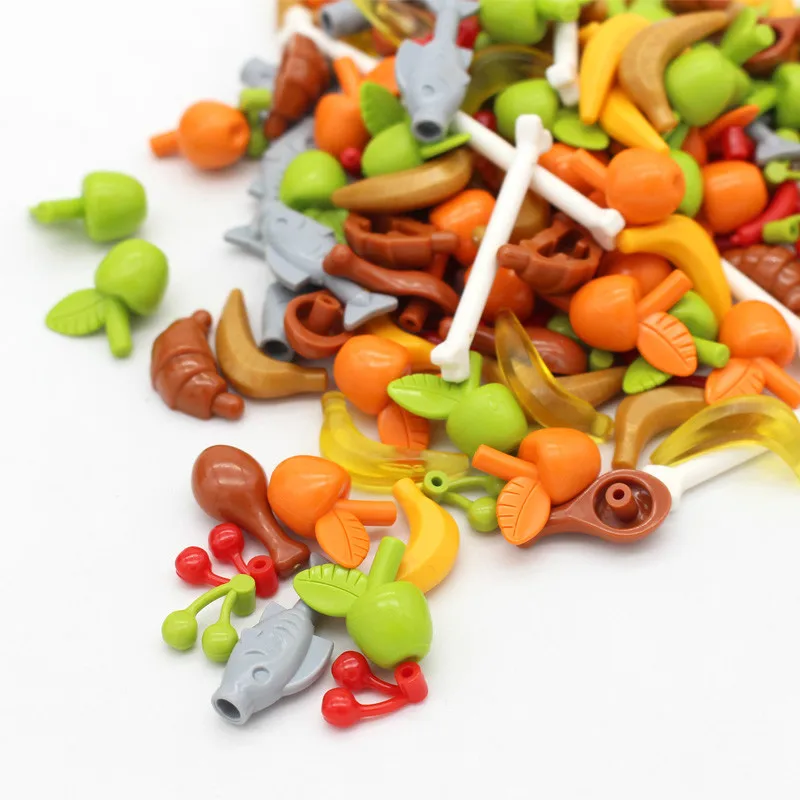 Конструктор Moc Food для сборки фруктов яблок банан жареная тарелка хлеб барабанная