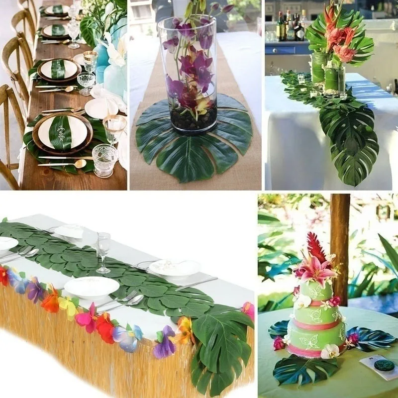 

24/36/48/60pcs Green Style Artificial Palm Leaves Decorations Summer Jungle Theme Party Supplies for Home Decor