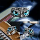 Винтажное кольцо yizai в виде совы с демоническим глазом для мужчин, стильное кольцо в виде животных с голубыми глазами серебряного цвета, женские кольца для влюбленных, ювелирные изделия 2021, праздничные подарки