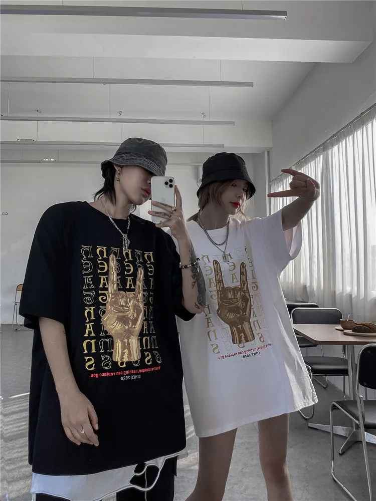

Hip Hop Summer Woman T Shirt Hand Letter Print Streetwear Short Sleeve O-neck Femme T-shirts Casual Cotton Harajuku Tops Tees