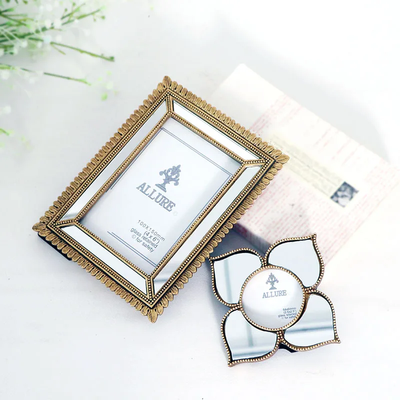 Французская неоклассическая Ретро Золотая зеркальная рамка из смолы для