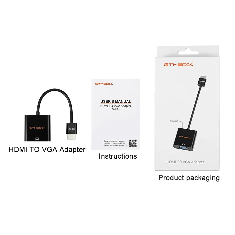 

GTMEDIA HDMI to VGA Adapter HDMI to VGA (Male to Female) Converter for Laptops HDTV Projectors PS4 / 3 XBOX Other HDMI Devices