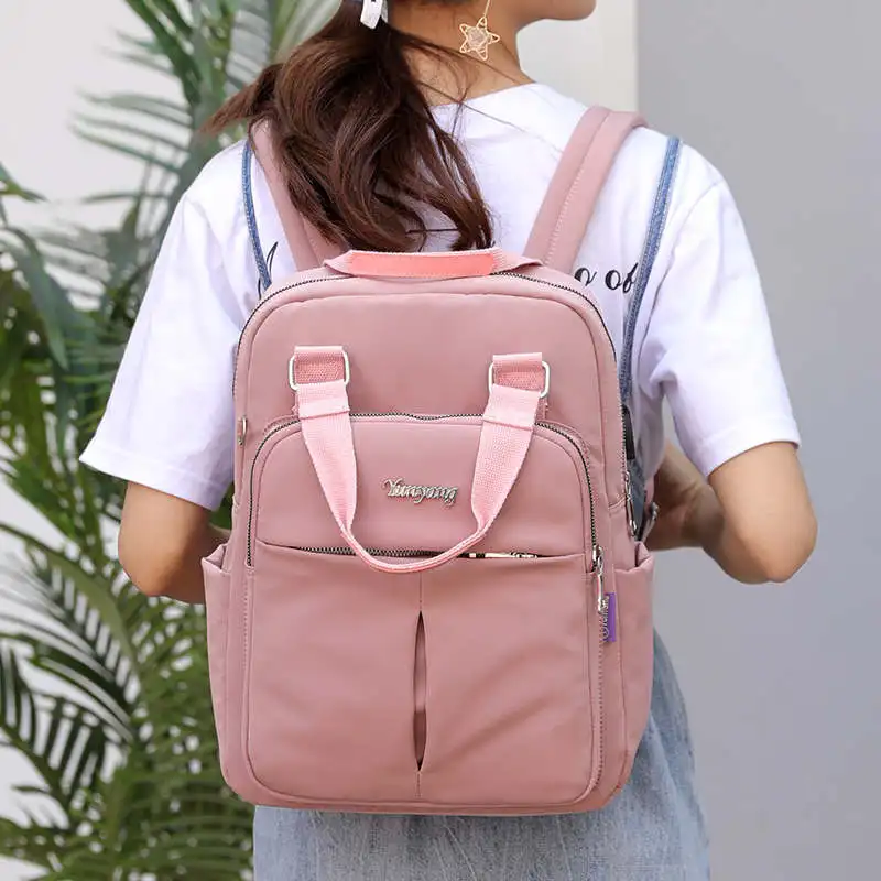 Solid Ladies Backpacks Large Capacity Multi-pocket Women Backpack Fashion Brand School Bag For Teeanger Girls 2021 | Багаж и сумки