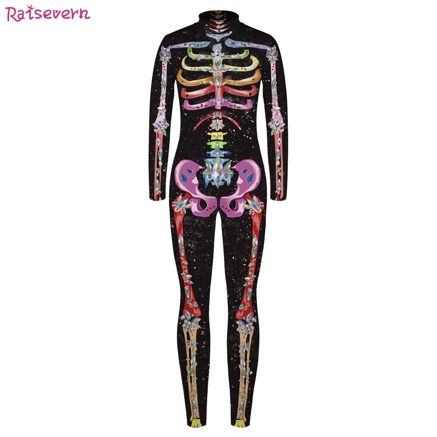 Raisvern/Детские комбинезоны на Хэллоуин с объемным принтом скелета и высоким
