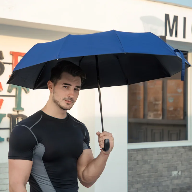

Folding Automatic Umbrella male Large Windproof 10K Umbrella Sun Protection Umbrella Wooden Handle Paraguas Men's umbrella