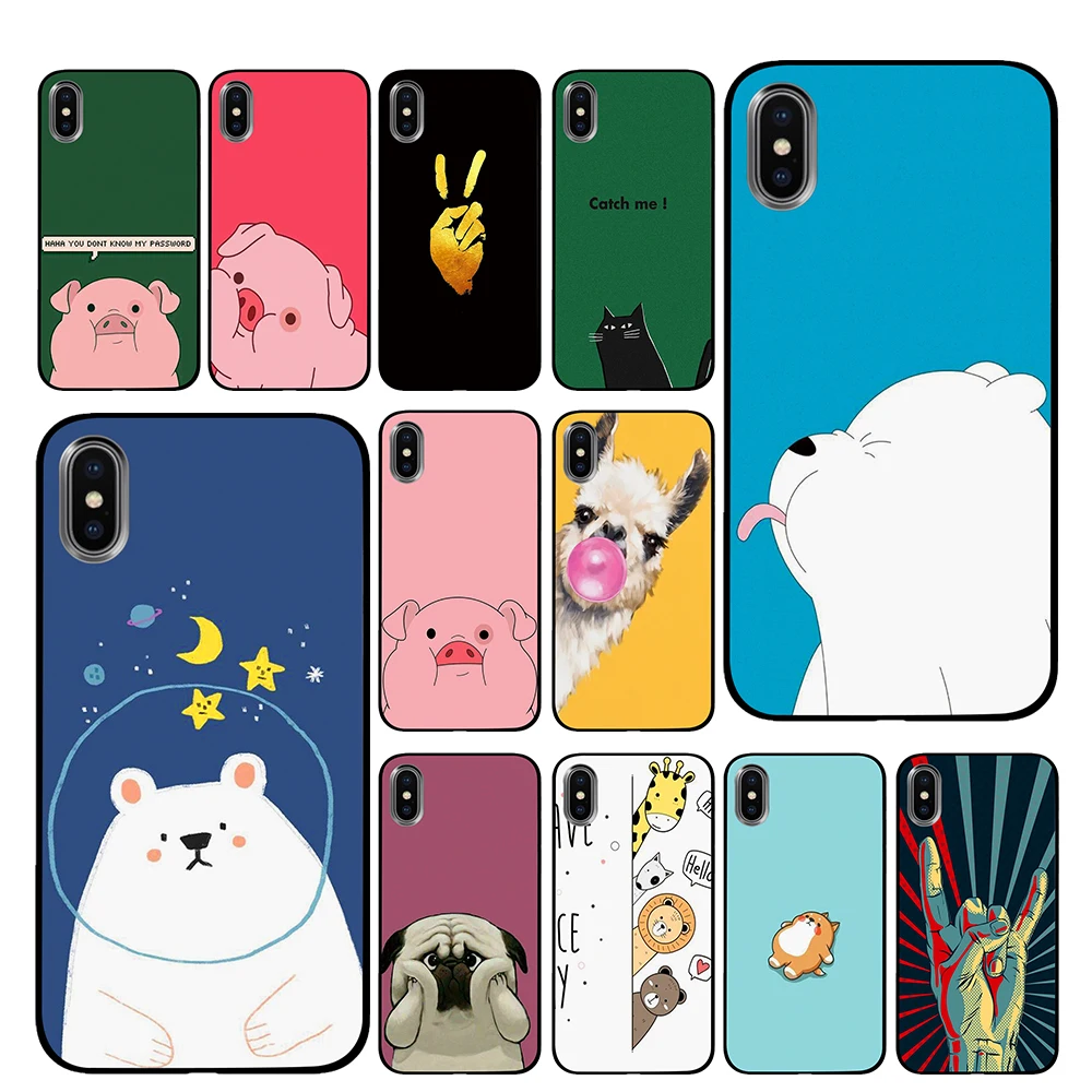 Bubble Gum cute pig Black TPU для iPhone 5 5S SE 6 6s 7 8 Plus X XS Max XR чехлы телефонов | Мобильные телефоны и