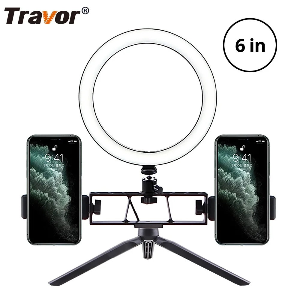 6 дюймов селфи кольцо светильник с мини-штатив Камера кольцевой Светодиодная